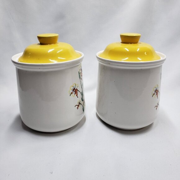 Petal Pets Tiger Lily Ceramic Canisters Set of 2 With Lids Vintage Japan - Picture 6 of 16